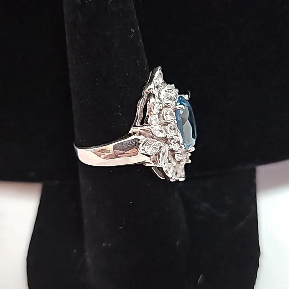 Blue Topaz Oval Ring Stamped 925